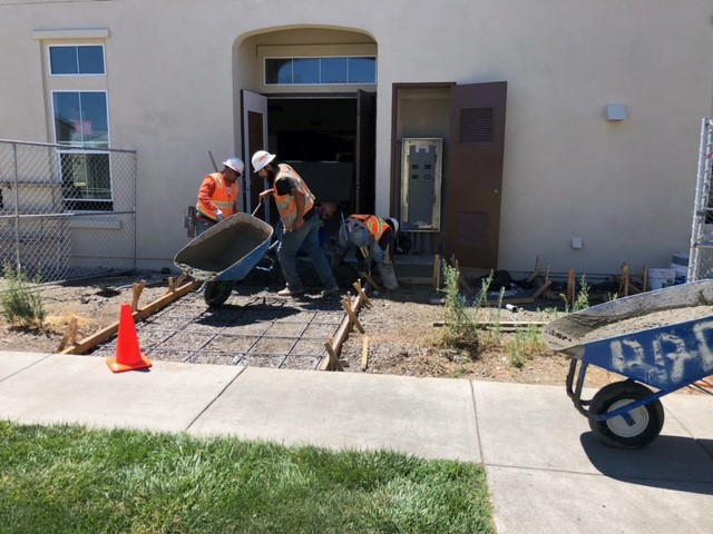 dining hall construction sidewalks